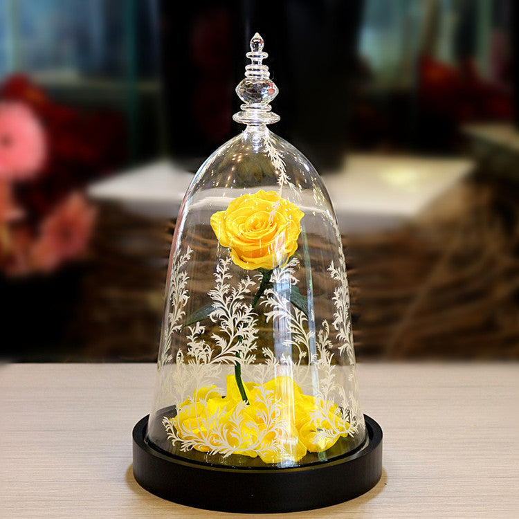 Rose Preserved Flower Glass Cover Creative Gift - Jayariele one stop shop