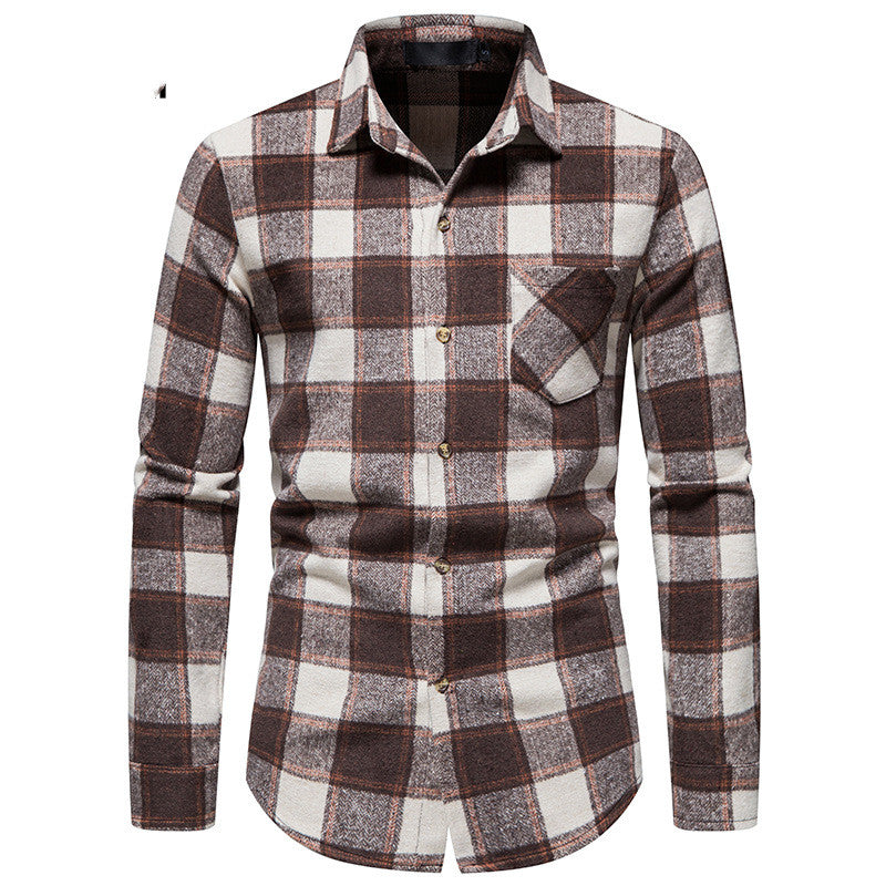 Thick Warm Woolen Cloth Flannel Casual Shirt Base Men's Shirt - Jayariele one stop shop